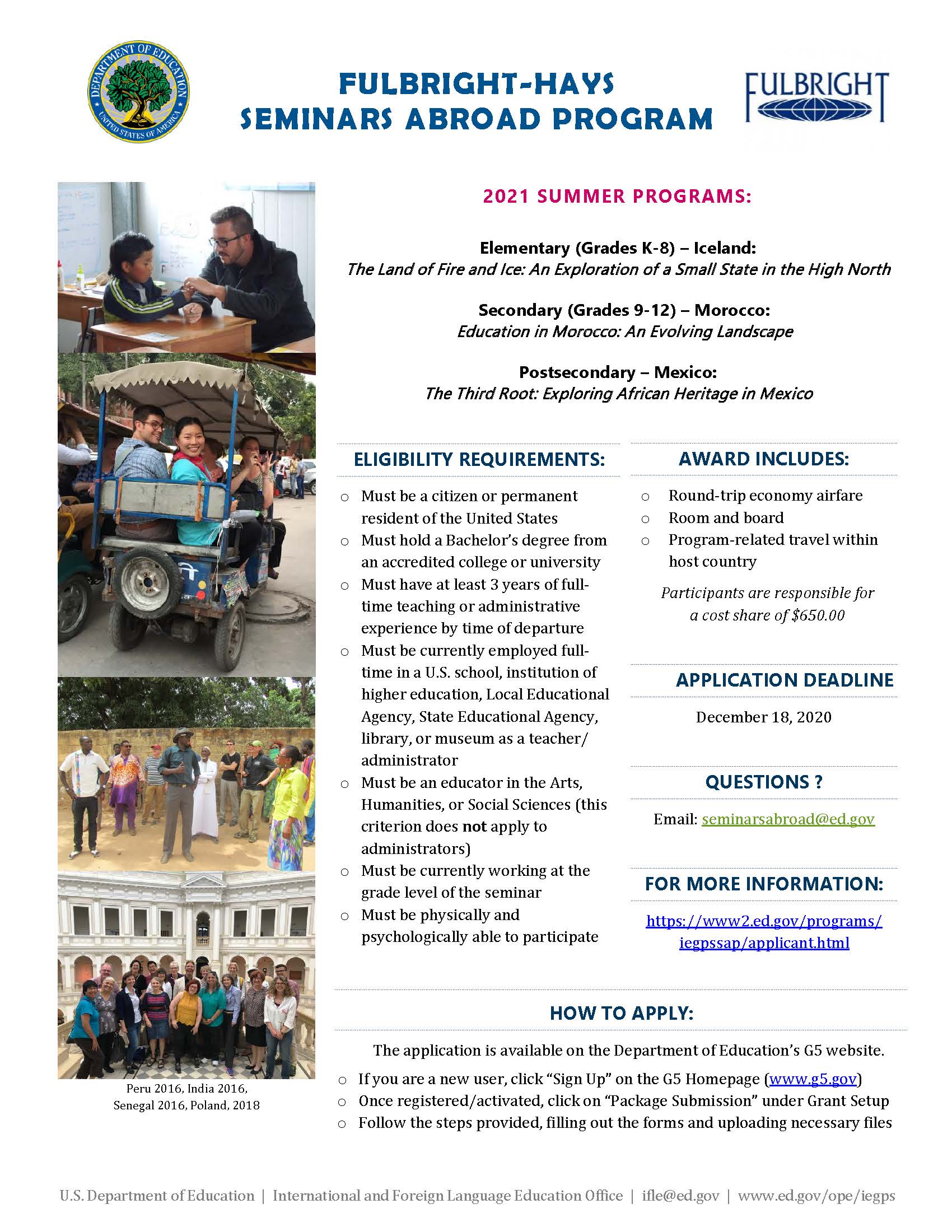2021 Fulbright-Hays Seminars Abroad Program